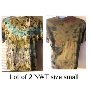 RP1 Men's S Army Green Tie Dye Floral T-Shirt Short Sleeve Lot Of 2 size Small